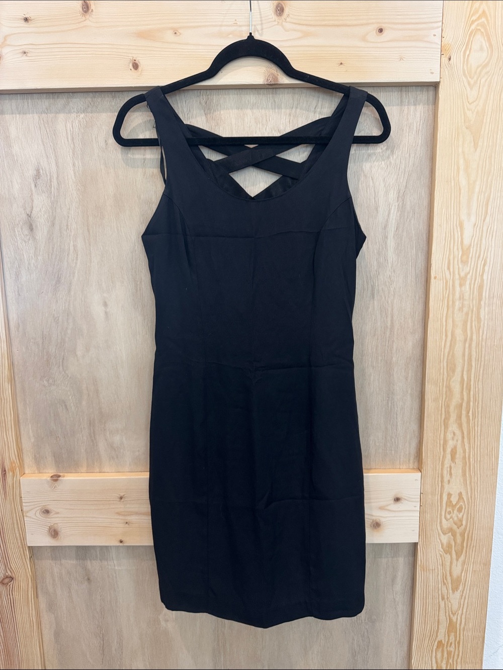 Vintage Y2K Nina Piccalino Black Sleeveless Mini Dress with Crisscross Back